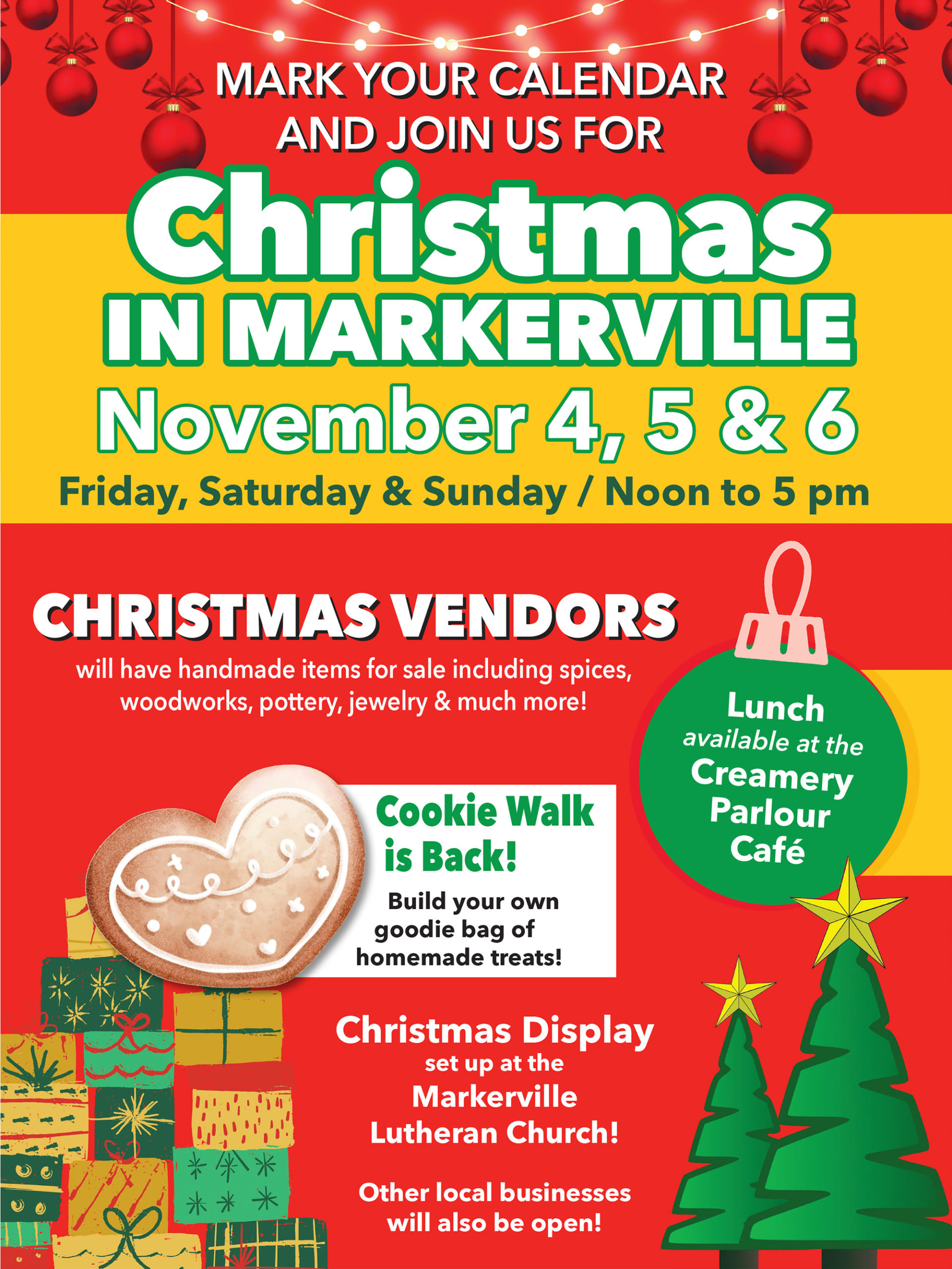 Christmas in Markerville is November 4 to 6 from Noon to 5 pm
